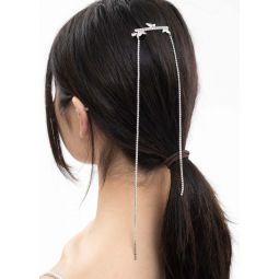 Rhinestone Wings And Chains Hair Pin - Silver