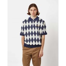 Thisisneverthat Argyle Knitted Polo - Navy Blue