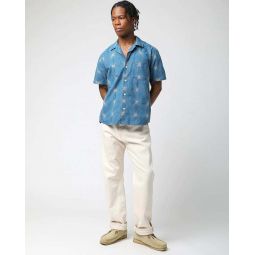 Starlight Embroidery SS Button Up - Blue