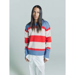 Knit Missed Connection Sweater - Blue/Red Stripe