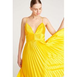 Viv Pleated Dress - Yellow Tang