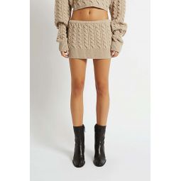 Cable Knit Micro Skirt - Tan