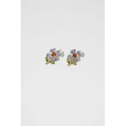 Oscar De La Renta Crystal Flower Earrings