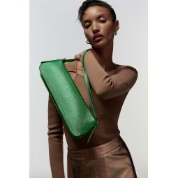 Dulce Long Metallic Grain Leather Bag - Green