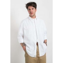 Oxford Button Down Safari Shirt - White