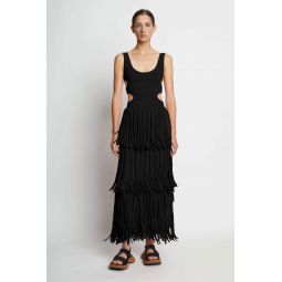 Textured Knit Fringe Skirt