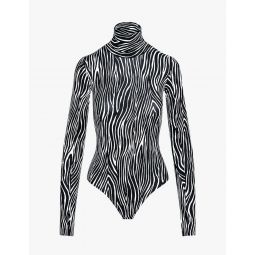Classic Printed Turtleneck Bodysuit - Zebra
