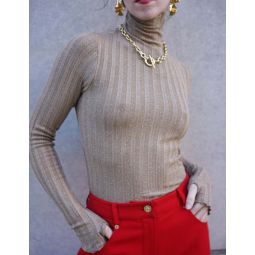 Lurex Turtleneck Sweater - Sand/Gold