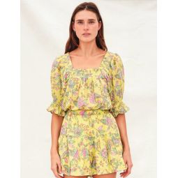 Floral Smocked Top - Yellow Multi