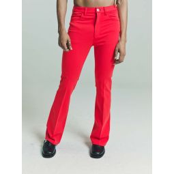 Lacquer Stretch Jersey Flared Trousers - Red