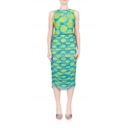 Mesh Cielo Dress - Suburban Blue Valley Green Dot Print