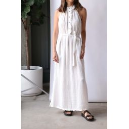 Halter Midi Dress - Washed White