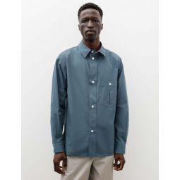 Inverted Pocket Tumbled Cotton Shirt - Teal
