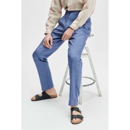Bohemian Trousers in a Natural Stretch Navy and Pilot Blue Italian Traceable Linen