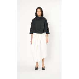 Asymmetric Midi Skirt - White