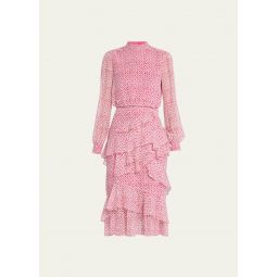 Isa Ruffle Dress - Pink Indian Block