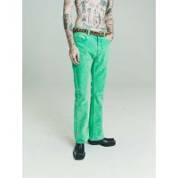 Garment Dyed Flock Denim Trousers - Acid Green