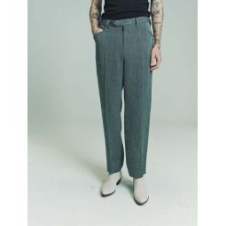Herringbone Rayon Linen Western Trousers - Gray