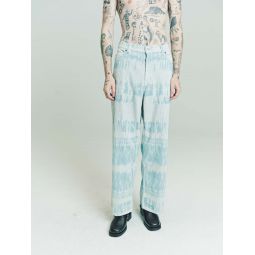 Vast Cut Trousers - Blue Brush Stroke Print