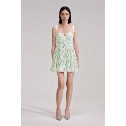 Mini Dress - Green Floral Print
