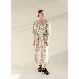 Bonjour Linen Dress - Grid