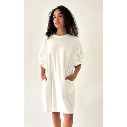 Twisted Sleeve Mini Dress - White