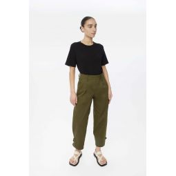 Canvas Cotton Utility Tapered Pants - Olive