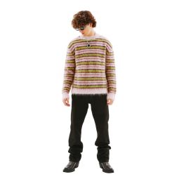 Roundneck Striped Mohair Sweater - Green/Pink