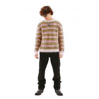 Roundneck Striped Mohair Sweater - Green/Pink