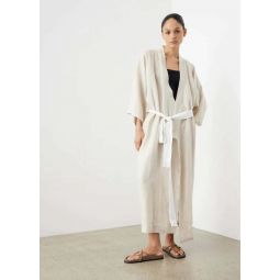 The 02 Robe - Oatmeal with White Tie