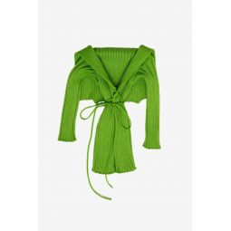 Ara Wide Collar Cardigan - Apple Green