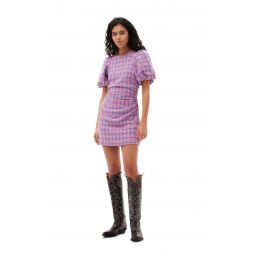 Checked Suiting Mini Dress - Wild Orchid