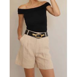 Tashi Linen Shorts - Oatmeal