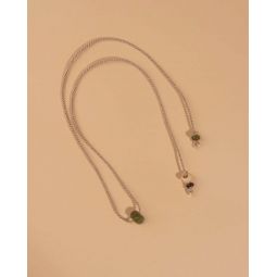 Glass Bead and Rope Necklace - Sap Green Taupe Mix