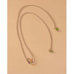 Glass Bead and Rope Necklace - Lime Green Confetti
