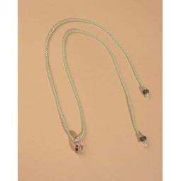 Glass Bead and Rope Necklace - Orange/Seafoam Drop