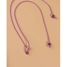 Glass Bead and Rope Necklace - Purple Drop