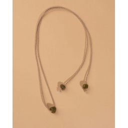 Glass Bead and Rope Necklace - Sap Green/Taupe