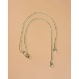 Glass Bead and Rope Necklace - Seafoam Multi Drop