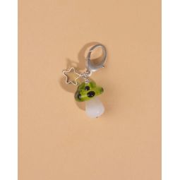 Mushroom Keychain Charm - Green Star