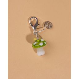 Mushroom Keychain Charm - Lime Green Squiggle