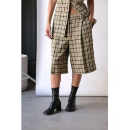 Check Suiting Relaxed Pleated Shorts