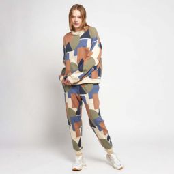 Woman All Over Geometric Print Sweatpants - Multicolour