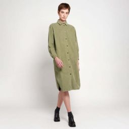 Woman Corduroy Shirt Dress - Light Green