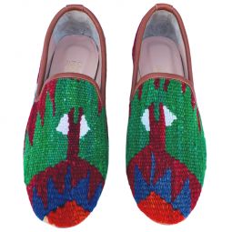 Turkish Kilim Loafer Green with Accents