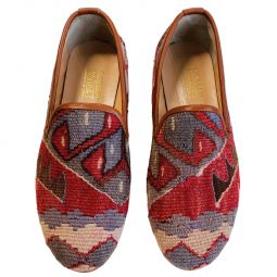 Turkish Kilim Loafers | Lavender & Red Pattern