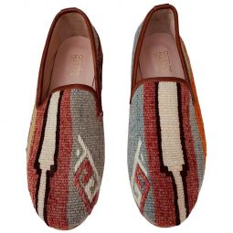 Turkish Kilim Loafers | Muted Red & Grey