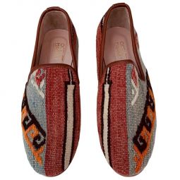 Turkish Kilim Loafers | Muted Red, Orange & Grey