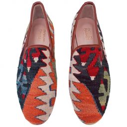 Turkish Kilim Loafers | Orange with Pattern