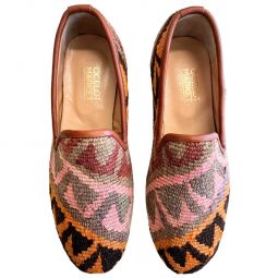 Turkish Kilim Loafers | Pink, Grey & Brown Pattern